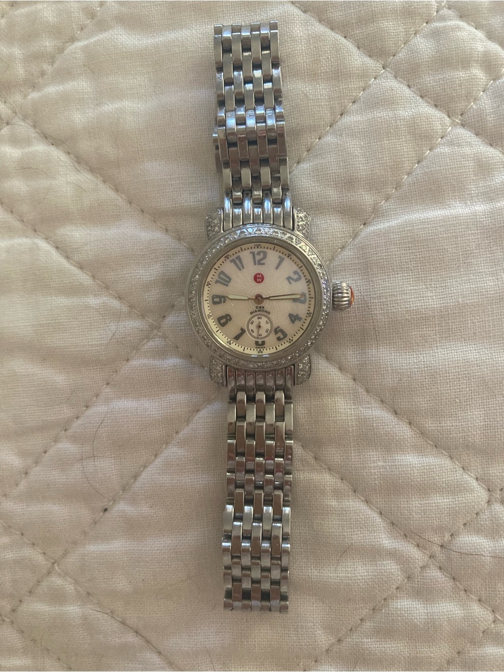 Michele Women's Silver Stainless Steel Bracelet Watch with White Dial